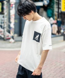 Rocky Monroe(ロッキーモンロー)/KANGOL カンゴール Tシャツ メンズ レディース USAコットン 米綿 半袖 ポケット付き プリント ロゴ ボックス 刺繍 スクエア カジュアル シンプル/ホワイト