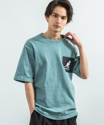 Rocky Monroe(ロッキーモンロー)/KANGOL カンゴール Tシャツ メンズ レディース USAコットン 米綿 半袖 ポケット付き プリント ロゴ ボックス 刺繍 スクエア カジュアル シンプル/ブルー