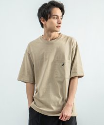 Rocky Monroe(ロッキーモンロー)/KANGOL カンゴール Tシャツ メンズ レディース USAコットン 米綿 半袖 ポケット付き プリント ロゴ ボックス 刺繍 スクエア カジュアル シンプル/ベージュ系1