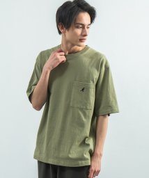 Rocky Monroe(ロッキーモンロー)/KANGOL カンゴール Tシャツ メンズ レディース USAコットン 米綿 半袖 ポケット付き プリント ロゴ ボックス 刺繍 スクエア カジュアル シンプル/カーキ系1