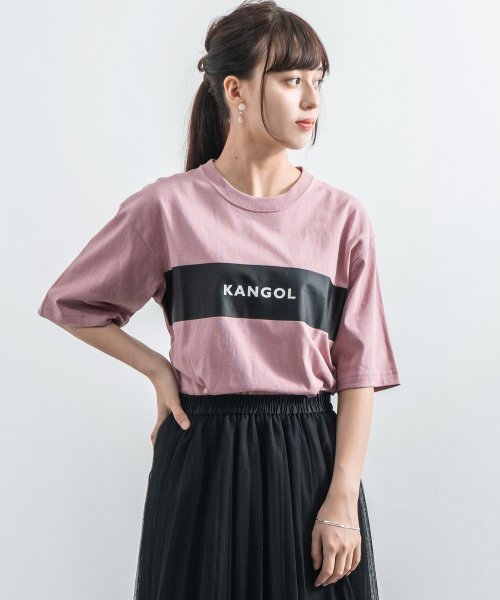 Rocky Monroe(ロッキーモンロー)/KANGOL カンゴール Tシャツ メンズ レディース USAコットン 米綿 半袖 プリント ロゴ ボックス スクエア カジュアル シンプル お揃い ペア プレ/ピンク系1