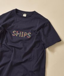 SHIPS MEN(シップス　メン)/SC: SHIPS ロゴ ペイズリー/フラワー/レオパード柄 Tシャツ/ネイビー