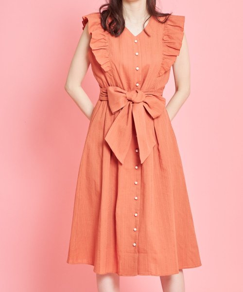 ウエストりぼん付きパール釦フリル装飾ストライプレース織りコットンワンピース トッコクローゼット Tocco Closet Magaseek ウエストりぼん付きパール釦フリル装飾ストライプレース織りコットンワンピース トッコクローゼット Tocco Closet Magaseek