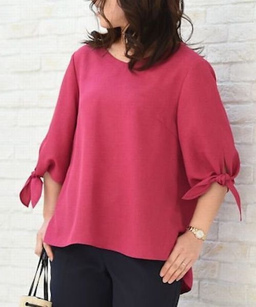 セール 二の腕カバー 袖リボンブラウス アールユー Ru Magaseek