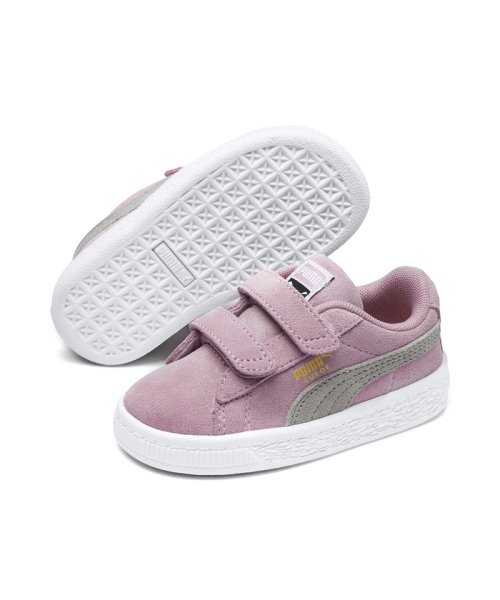 PUMA(プーマ)/キッズ スウェード 2ストラップ PS (17－21cm)/PINKLADY-PUMATEAMGOLD