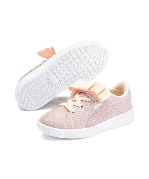 PUMA(プーマ)/キッズ ガールズ プーマ ビッキー V2 リボン グリッツ AC PS スニーカー 17－21CM/PEACHPARFAIT-SILVER-WHITE