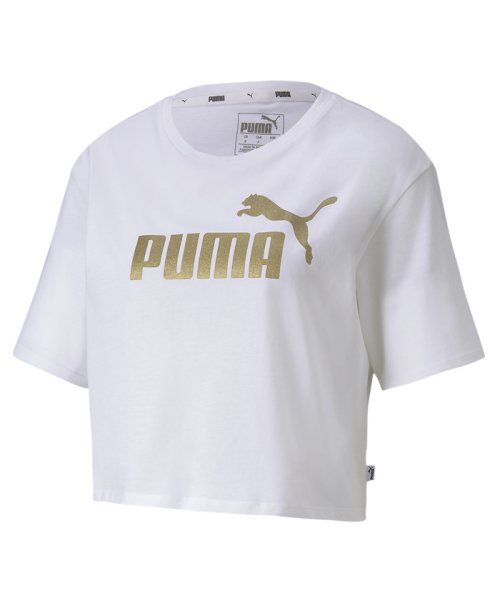 PUMA(プーマ)/ESS+ ウィメンズ クロップド Tシャツ 半袖/PUMAWHITE-GOLD