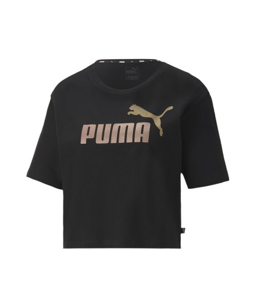 PUMA(プーマ)/ESS+ ウィメンズ クロップド Tシャツ 半袖/PUMABLACK-ROSEGOLD