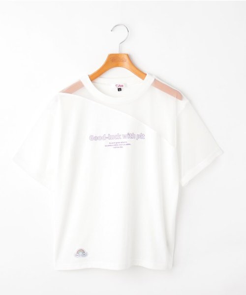 セール ニコラ掲載 ワンショル風透け切替えｔシャツ ピンク ラテ Pink Latte Magaseek