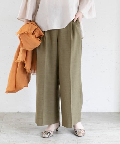 URBAN RESEARCH ROSSO(URBAN　RESEARCH　ROSSO)/リネンライクストレッチワイドパンツ/KHAKI