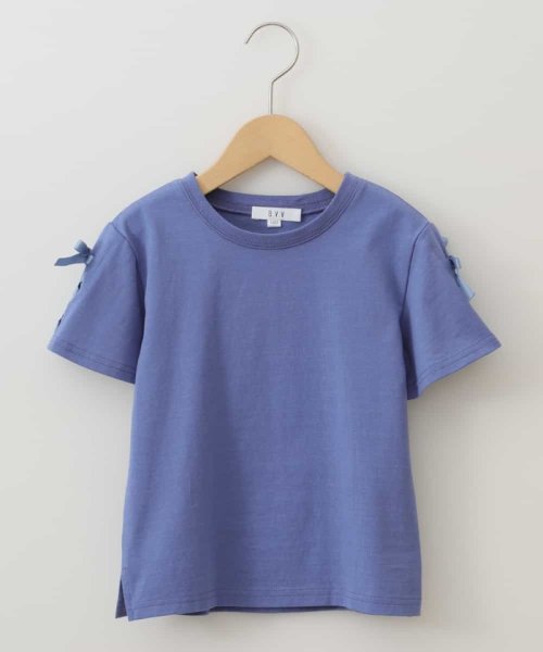 a.v.v(KID'S)(アー・ヴェ・ヴェキッズ)/[100－130]レースアップデザイン半袖Ｔシャツ[WEB限定サイズ]/ブルー