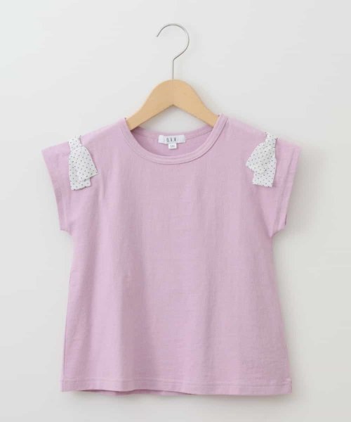 a.v.v(KID'S)(アー・ヴェ・ヴェキッズ)/[140－150]ショルダーリボン半袖Ｔシャツ/ピンク