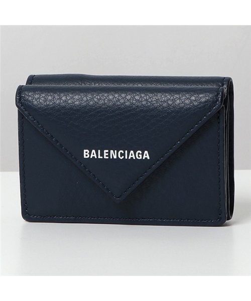 BALENCIAGA(バレンシアガ)/【BALENCIAGA(バレンシアガ)】391446 DLQ0N PAPER ZA MINI WALLET レザー 三つ折り財布 ミニ財布 豆財布 4222 レ/ネイビー