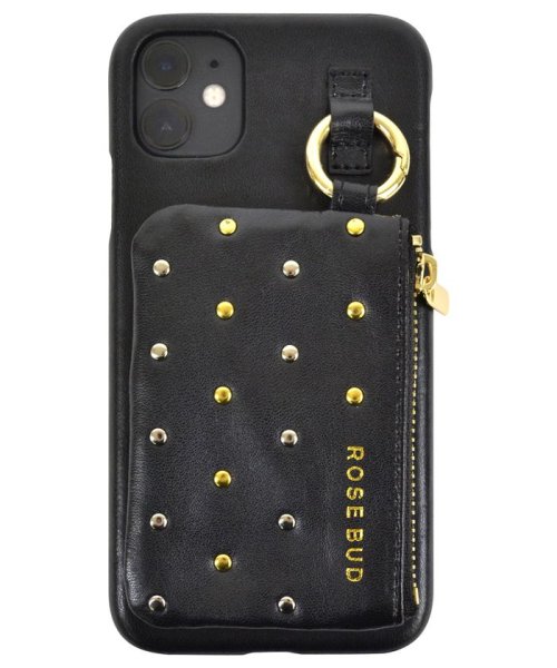 ROSE BUD(ローズバッド)/iphoneケース iPhone11 ローズバッド ROSEBUD コインケース付き背面ケース ブラック iphone11/ブラック