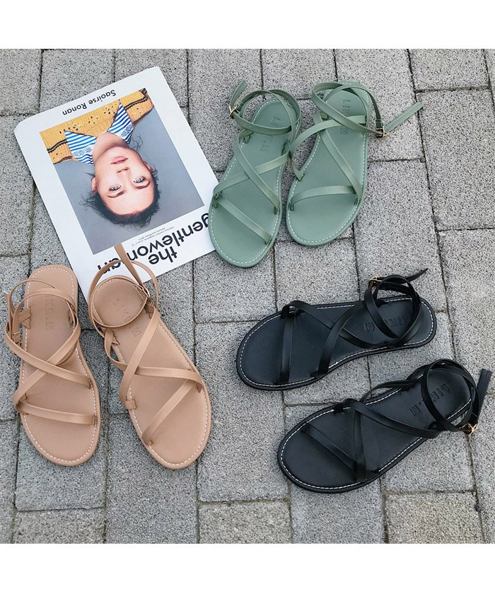 サンダル レディース フラットサンダル ぺたんこ 疲れない ストラップ ミニミニストア Miniministore Magaseek
