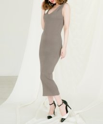 JULIA BOUTIQUE/前後Vネックノースリーブリブニットワンピース /510640 ワンピース セクシー ニットワンピース ロング タイトワンピース 夏 ニット レディース Vネック/503167732