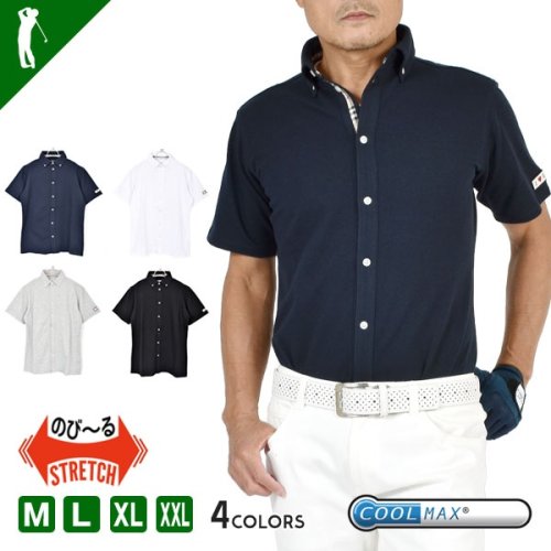 COMONGOLF(コモンゴルフ)/【COMON GOLF】CoolMax半袖オープンゴルフポロシャツ(CG－SP001NF)/ネイビー