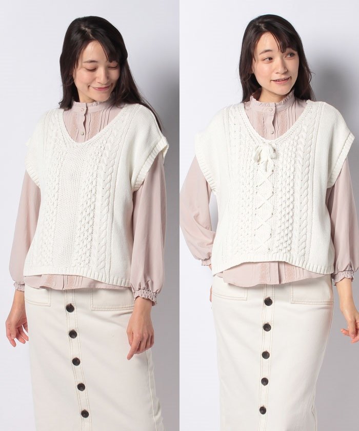 セール ダブルフロントレースアップベスト オリーブデオリーブ Olive Des Olive Magaseek