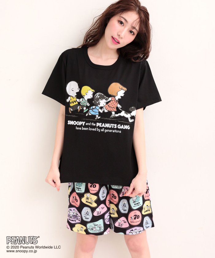 クーポン セール Off 部屋着 セットアップ Peanuts70周年記念 レトロスヌーピー Tシャツ 上下セット ルームウェア パジャマ セット レディース 春夏 部屋着 キャラク エメフィール Aimerfeel Magaseek