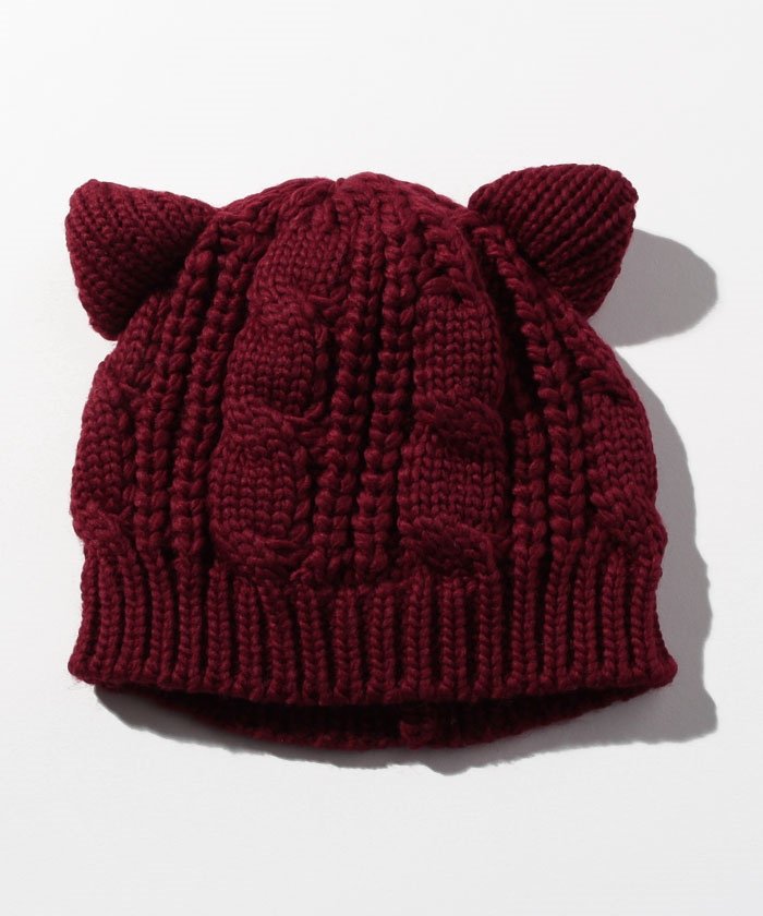 セール ケーブル編みねこ耳ニットキャップ スタイルブロック レディース Styleblock Magaseek