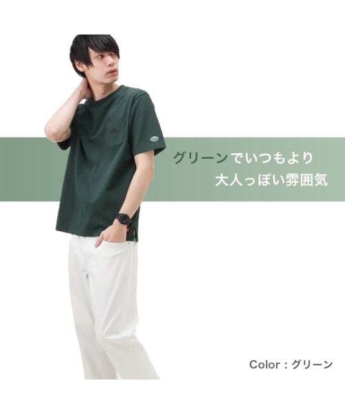 MAC HOUSE(men)(マックハウス（メンズ）)/Dickies ディッキーズ ポケット付きワンポイントTシャツ 0274－4724/グリーン