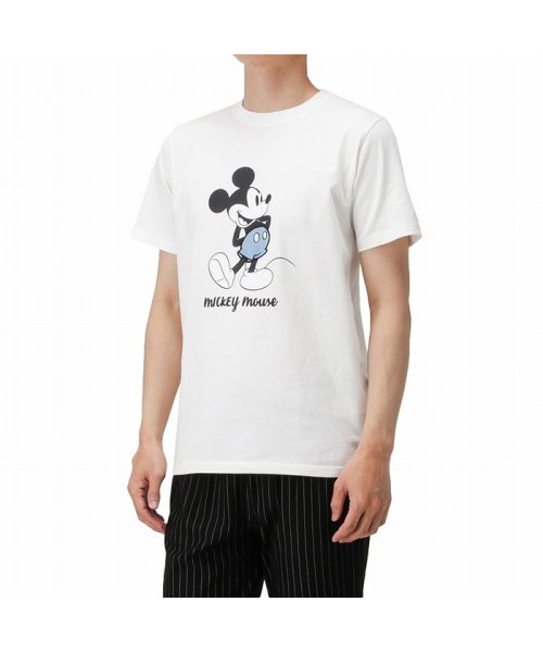 MAC HOUSE(men)(マックハウス（メンズ）)/Disney ディズニー ミッキー布帛切替Tシャツ 391103276/ホワイト
