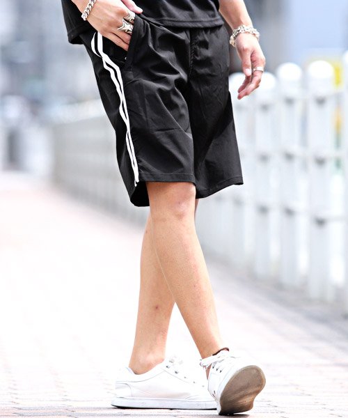 セール 2ラインショートパンツ ショートパンツ メンズ ナイロン サイドライン ストレッチ ラグスタイル Luxstyle Magaseek