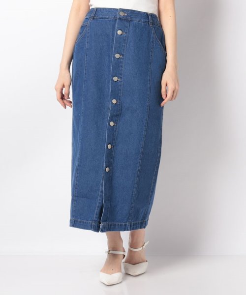 前ボタンデニムロングタイトスカートペンシルスカート スタイルブロック レディース Styleblock Magaseek