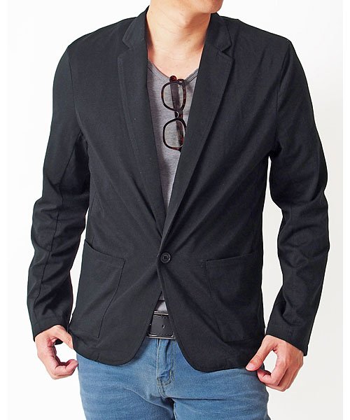 テーラードジャケット メンズ カーディガン 無地 Tc天竺素材 カット素材 ポリエステル コットン トップス 長袖 ジャケット 春夏 トップイズム Topism Magaseek