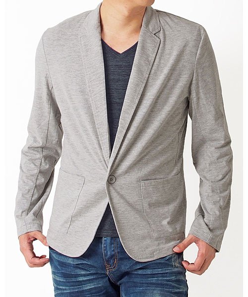 テーラードジャケット メンズ カーディガン 無地 Tc天竺素材 カット素材 ポリエステル コットン トップス 長袖 ジャケット 春夏 トップイズム Topism Magaseek