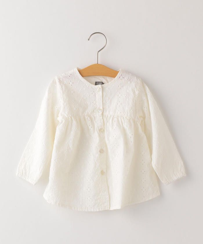 セール】tocoto vintage:Embroidered cardigan blouse(90～100cm 