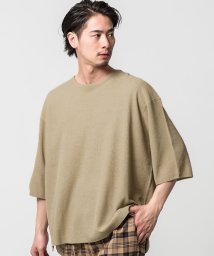 CavariA(キャバリア)/CavariA【キャバリア】12G鹿の子編みクルーネック5分袖ビッグTシャツ/ベージュ