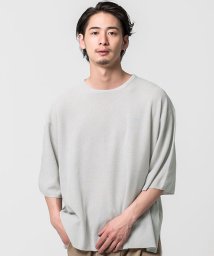 CavariA(キャバリア)/CavariA【キャバリア】12G鹿の子編みクルーネック5分袖ビッグTシャツ/グレー