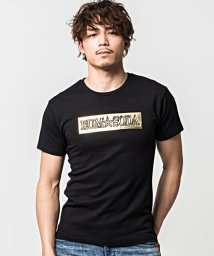 CavariA(キャバリア)/CavariA【キャバリア】天竺3Dメタリックプリントクルーネック半袖Tシャツ/ブラック系1