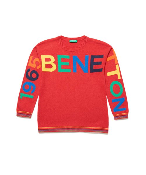 BENETTON (UNITED COLORS OF BENETTON BOYS)(ユナイテッド　カラーズ　オブ　ベネトン　ボーイズ)/カラフルロゴニット・セーター/レッド