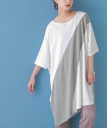 osharewalker(オシャレウォーカー)/『変形アシメバイカラーＴシャツ』/オフホワイト