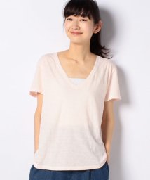 Rename(Rename)/【Rename/リネーム】深めVカットTシャツ /ライトピンク