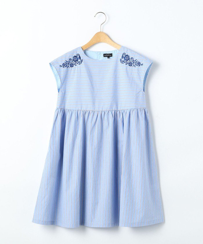 セール ジュニア ストライプ フラワー刺しゅう ワンピース グリーンレーベルリラクシング キッズ Green Label Relaxing Kids Magaseek