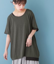 osharewalker(オシャレウォーカー)/『配色アシメデザインTシャツ』/チャコールグレー