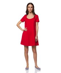 BENETTON (women)(ベネトン（レディース）)/ストレッチコットン半袖フレアワンピース/レッド