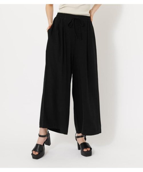 AZUL by moussy(アズールバイマウジー)/LINEN WIDE PANTS/BLK