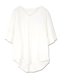 and it_(アンドイット)/tシャツ ロング丈 レディース ロールアップスリーブワイドカットソー カットソー 半袖 大人カジュアル コットン カジュアル トップス ワイド ボーダー 無地 /アイボリー系6