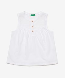 BENETTON (UNITED COLORS OF BENETTON GIRLS)(ユナイテッド　カラーズ　オブ　ベネトン　ガールズ)/アイレット切り替えヘンリーネックタンクトップ/ホワイト