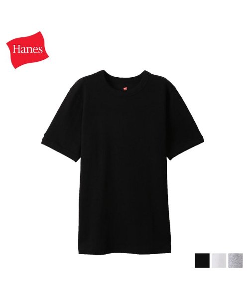 Hanes(ヘインズ)/ヘインズ Hanes Tシャツ ビーフィー 半袖 メンズ クルーネック BEEFY－T ブラック ホワイト グレー 黒 白 HM1－R103'/ブラック