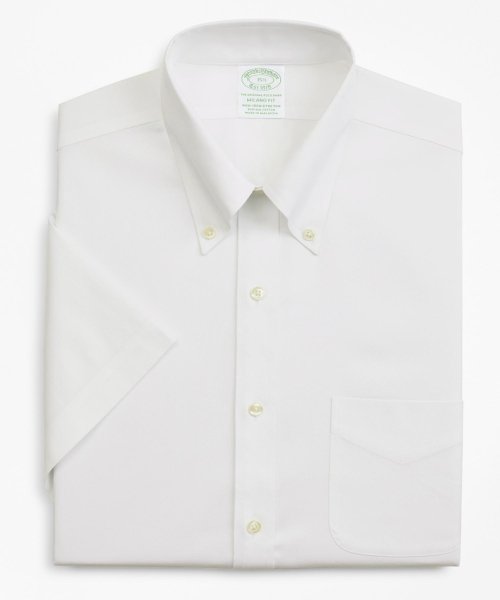 Brooks Brothers(ブルックス ブラザーズ（メンズ）)/ノンアイロン　ストレッチコットン　ピンポイントオックスフォード　ショートスリーブポロカラーシャツ　New Milano Fit/WHITE