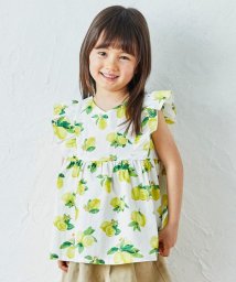 green label relaxing （Kids）(グリーンレーベルリラクシング（キッズ）)/レモンプリントフリルブラウス/OFFWHITE