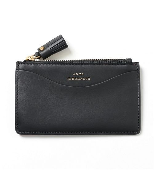 ANYA HINDMARCH(アニヤハインドマーチ)/【ANYA HINDMARCH(アニヤハインドマーチ)】ZIP CARD CASE カラー2色 レザー コインケース カードケース ミニ財布 フラグメントケース/ブラック