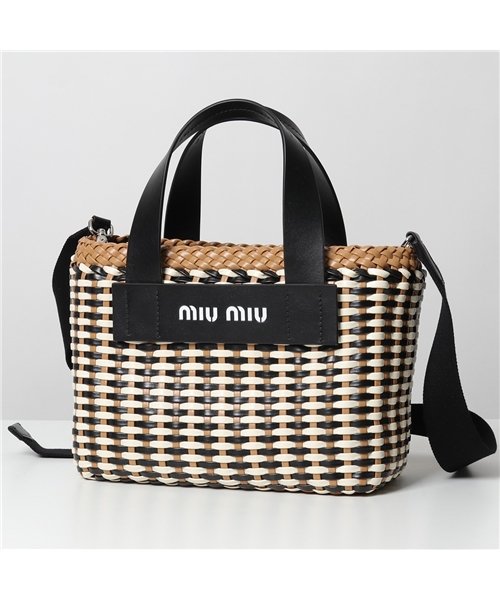 MIUMIU(ミュウミュウ)/【MIUMIU(ミュウミュウ)】5BA077 2BU1 F0Z40 レザー ハンドバッグ ショルダーバッグ 鞄 レディース/ブラック