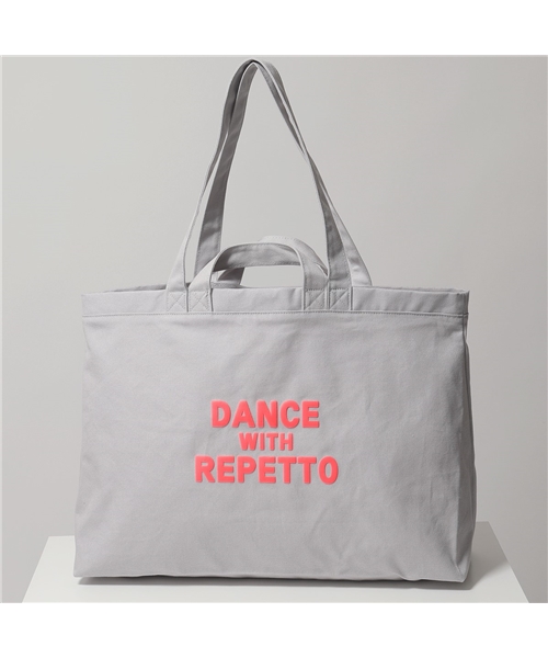 【repetto(レペット)】B0340DWR Dance with Repetto tote bag ネオンカラー ロゴ コットン キャンバス  トートバッグ