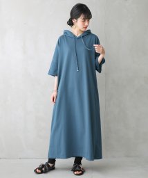 osharewalker(オシャレウォーカー)/『ミニ裏毛パーカーワンピース』/ブルー